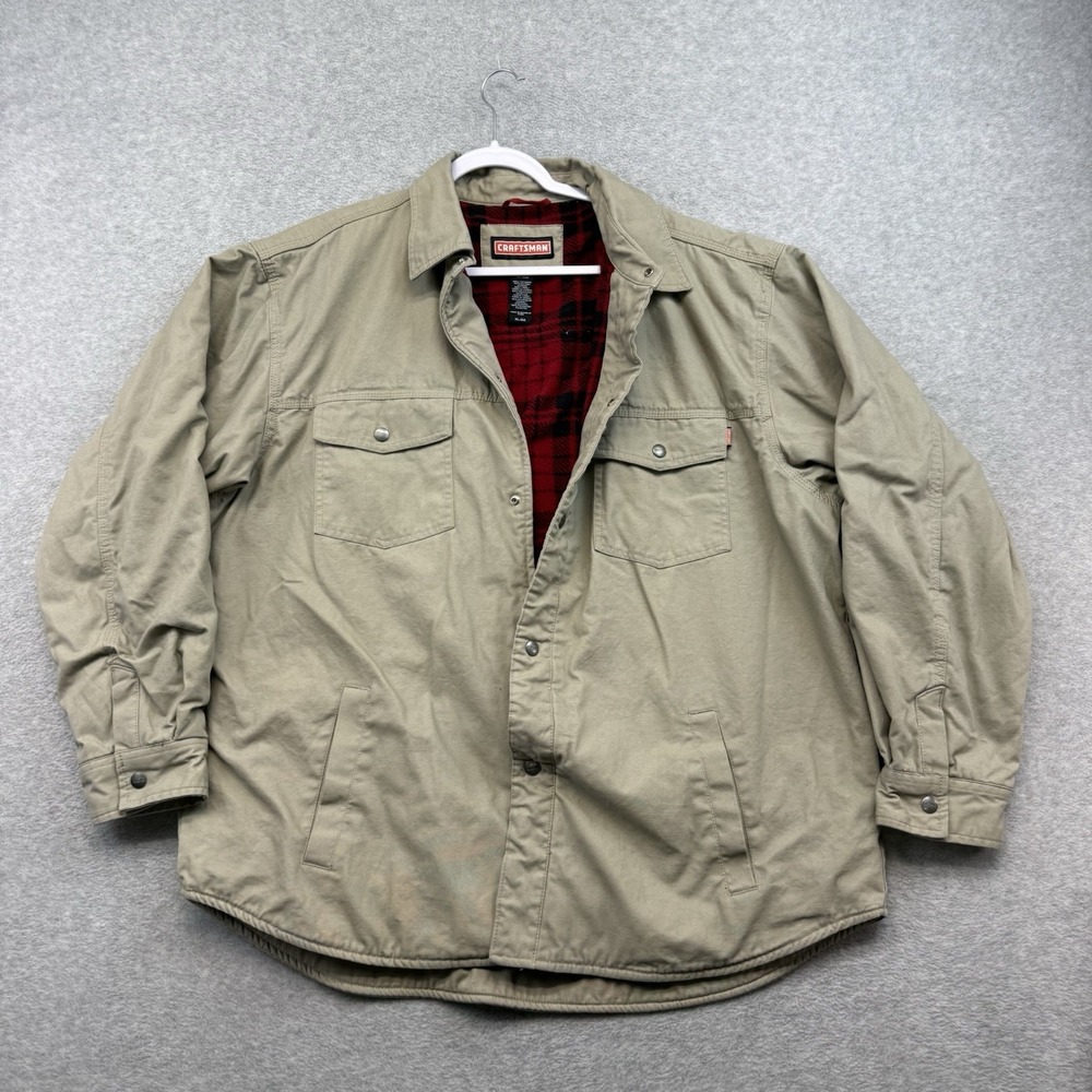 Craftsman Shacket Mens Plaid Fleece Lined Canvas Jacket Heavy‎ XL